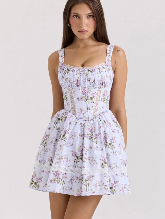 House of CB Dresses & Skirts - NWT house of cb KIMMIE Lilac Ribbon Print Cotton Mini Dress